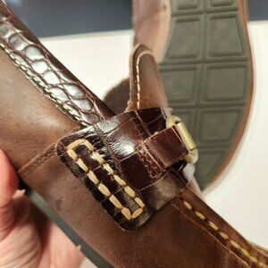 Cole Haan Somerset Bit II Brown Croc Print Trim Loafers Leather Mens Shoes 8.5